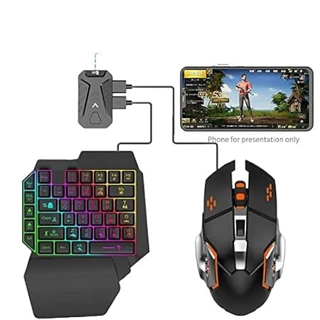 One Hand Non Mechanical Gaming Keyboard and Backlit Mouse Combo For free fire